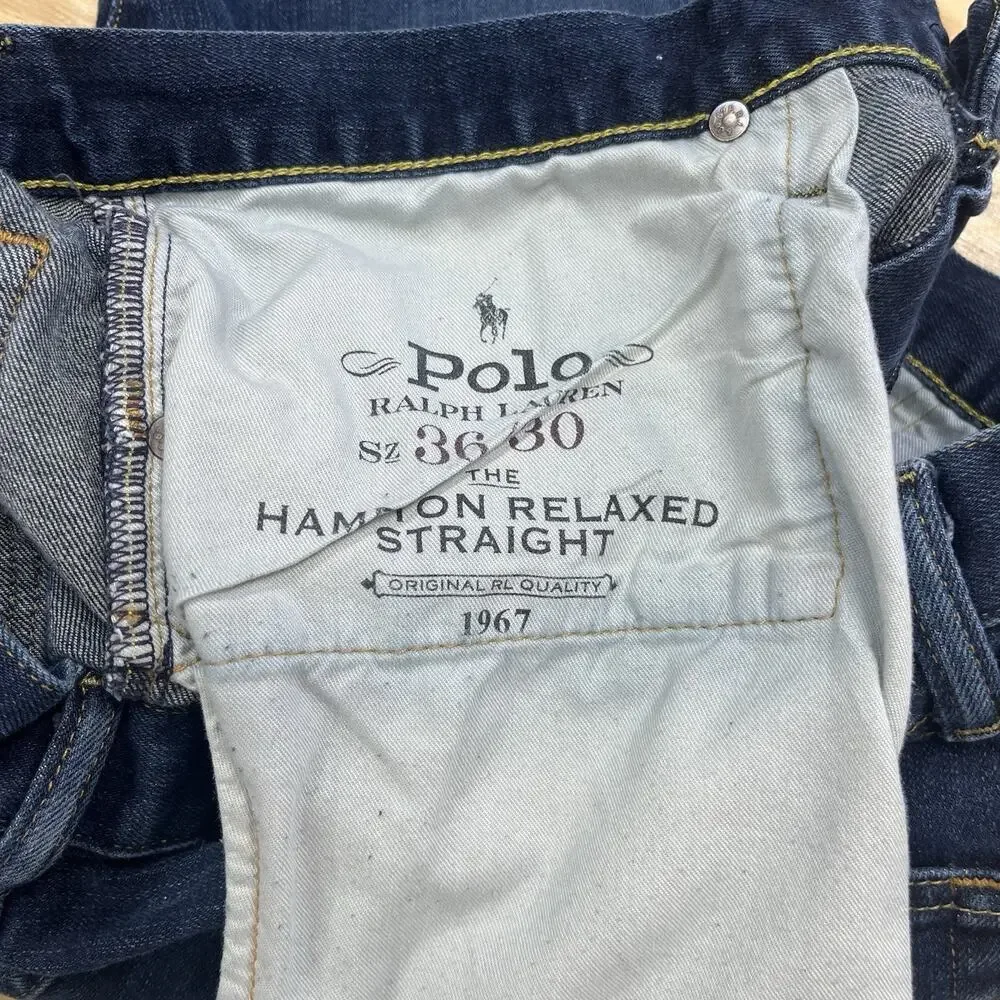 Polo Ralph Lauren Jeans Mens 38x30 Hampton Relaxed Straight Blue Medium Wash